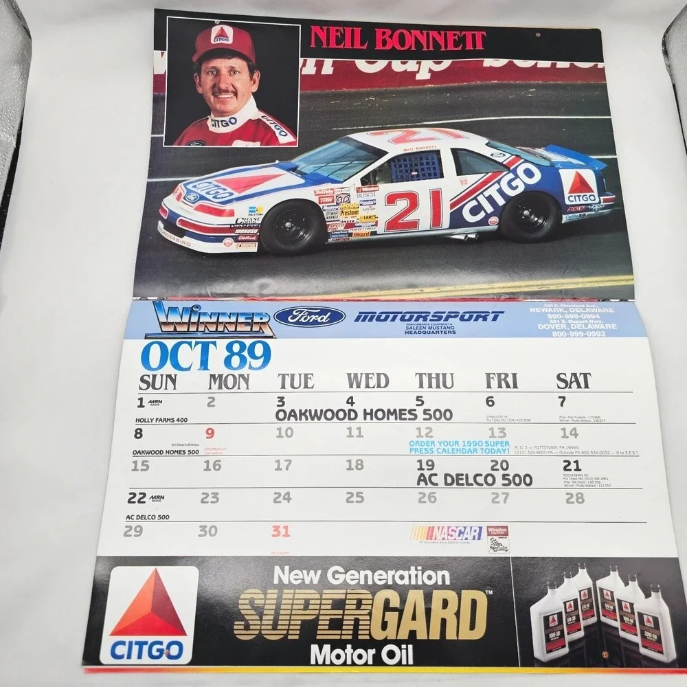 1989 NASCAR Winston Cup Driver Calendar Racing Motorsports Stock Cars Vintage